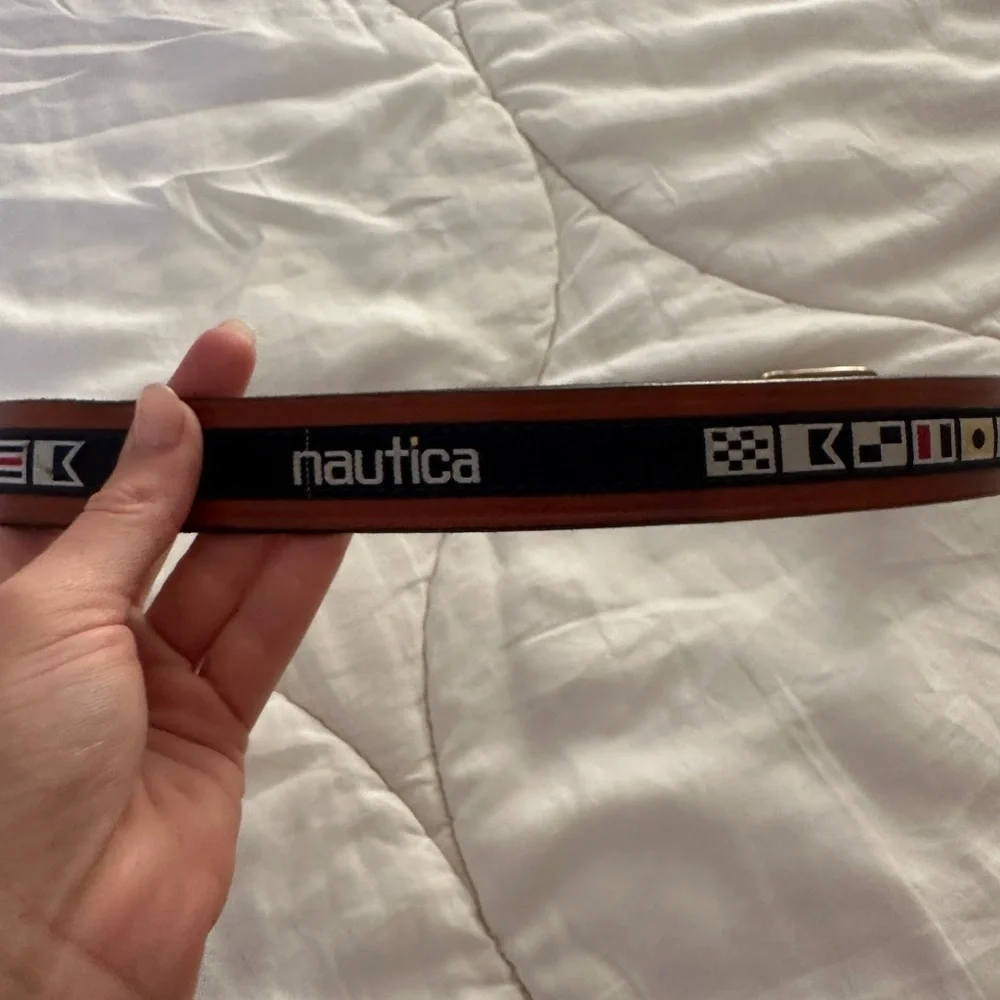 Nautica Leather Brown and Navy Belt